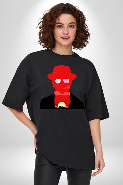 Angemiel Chemical Riot Walter White Silhouette Printed Black Oversize Women's Men's Front Printed T-Shirt