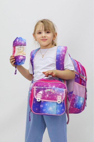 Weynes Purple Girl's Digital Printing 3-Piece Set Primary School Bag Wsb5038