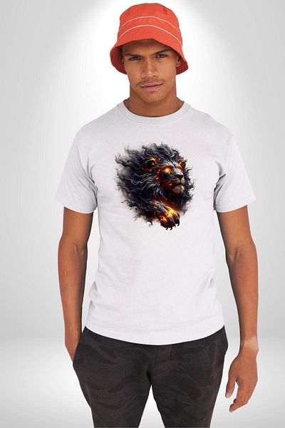 Angemiel Leo Special Design White Oversize Women's Men's Front Printed T-Shirt