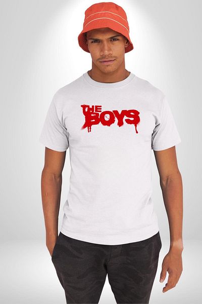 Angemiel تي شيرت The Boys Dark Superhero أبيض كبير الحجم للنساء والرجال مطبوع من الأمام