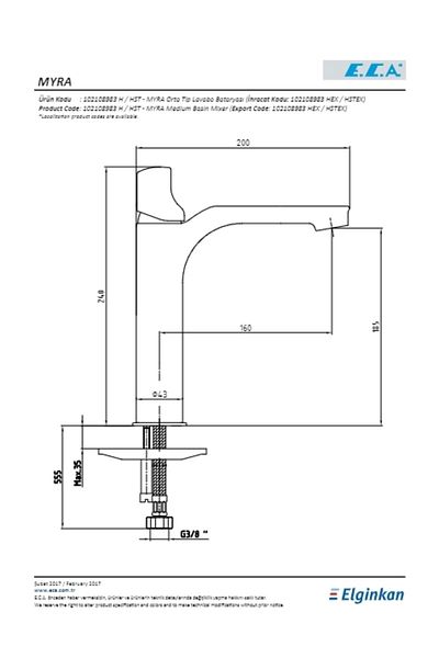Eca Myra Medium Size Sink Faucet