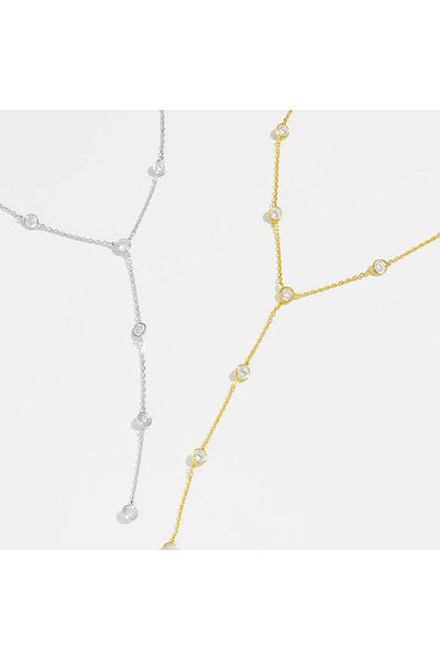 OEM Colier Diora cu cruce în Y și pandantiv de cristal, realizat din argint - Aur