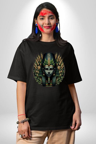 Angemiel Neper God Ancient Abundance Symbol Egypt Black Oversize Women Men Front Printed T-Shirt