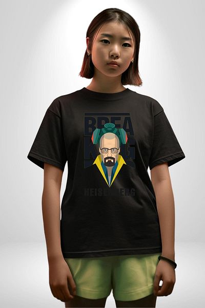 Angemiel Breaking Bad Heisenberg Black Oversize Women's Men's Front Printed T-Shirt