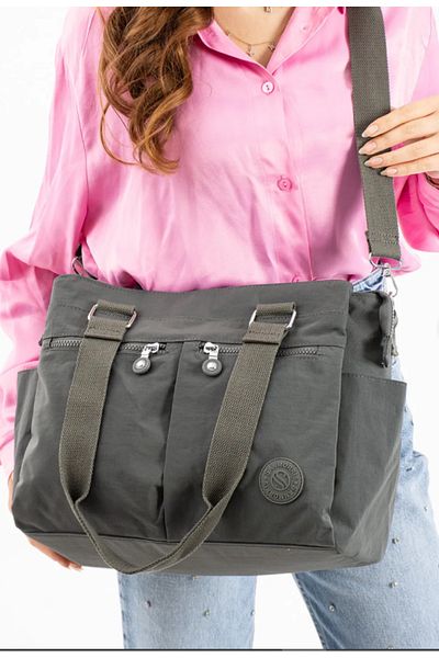 lucky horse Talis Women's Large Size 6 Compartment Water Resistant Crinkle Fabric Crossbody Hand and Shoulder Bag
