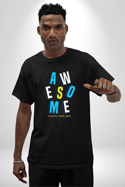 Angemiel Awesome Printed Energetic and Colorful Graphic Design Black Oversize Women's Men's Front Printed T-Shirt