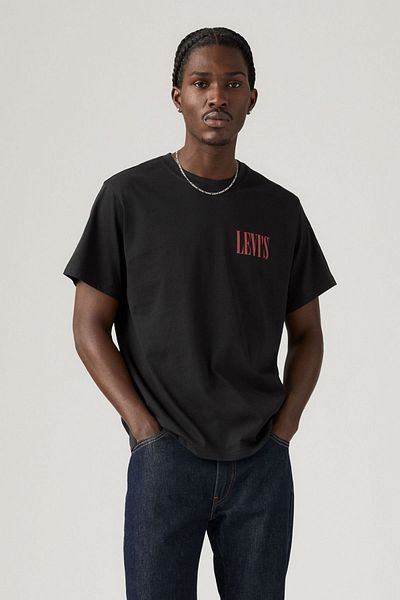 Levi's Ανδρικό μπλουζάκι Relaxed Fit Ssnl Serif Logo2 Μαύρο