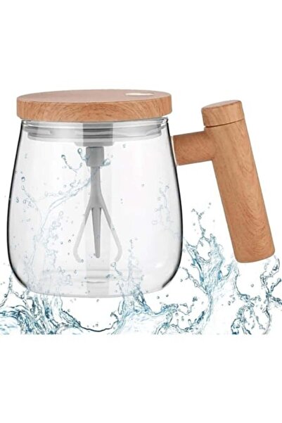 Blusmart Cană electrică cu autoamestecare, 400 ml, cu capac și mâner, reîncăr...