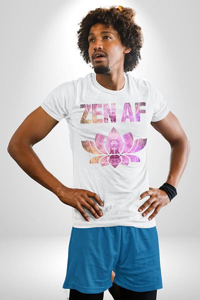 Angemiel تي شيرت ZEN AF يجلب الهدوء إلى روحك بتصميم اليوغا باللون الأبيض للنساء والرجال مطبوع من الأمام