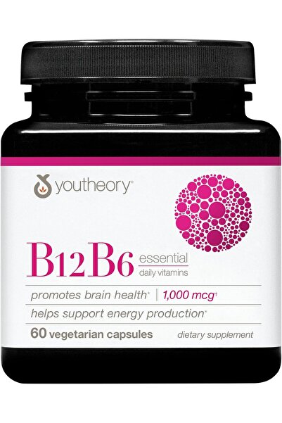 Youtheory B12B6 - فيتامين B6 النباتي وفيتامين B12 - يوفر صحة الدماغ والطاقة و-