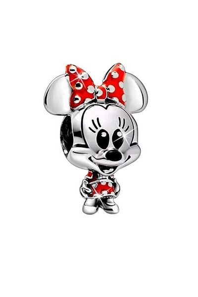 OEM Minnie Mouse Charm, Silver/Red, compatible with Pandora bracelet