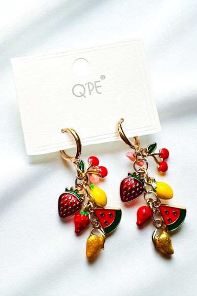 PETEK AKSESUAR Sallantili Fruit Cherry Lemon Strawberry Watermelon Earrings