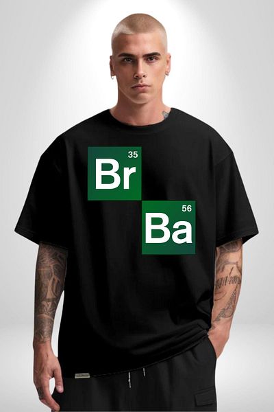 Angemiel Periodic Table Heisenberg Breaking Bad Black Oversize Women's Men's Front Printed T-Shirt