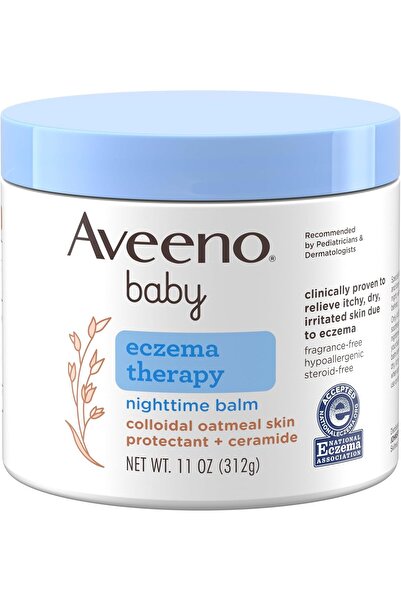 Aveeno Baby بلسم ليلي لعلاج الأكزيما، واقي للبشرة لتخفيف الأكزيما، 11 أونصة