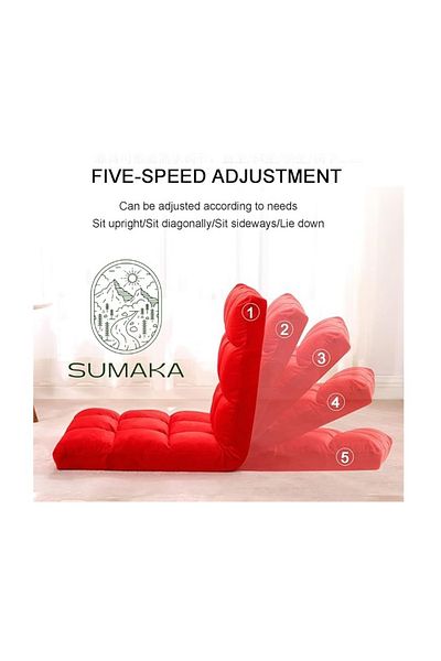 SUMAKA Folding Floor Chair with Back Support, 14 Adjustable Position, Padded Sleeper Bed, Soft Floor Chair