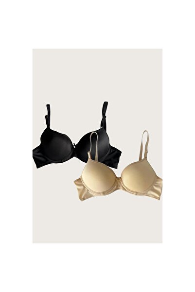 MİRALİVE Black-ten 2-Piece Micro Fabric Push Up Padded Underwire Daily Suppor...