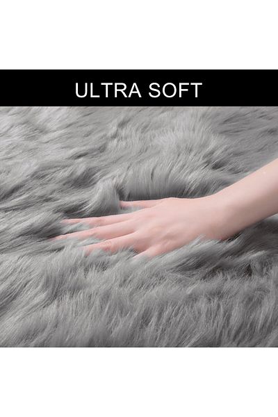 LUNA HOME »Valeria« faux fur rug very soft and fluffy, grey 140x200 cm