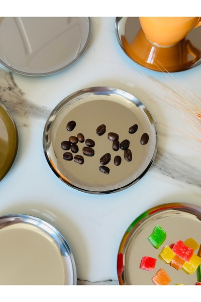 Melinda Snack Bowl Mini Cake Plate Silver Color Set of 6 (12X12 cm)