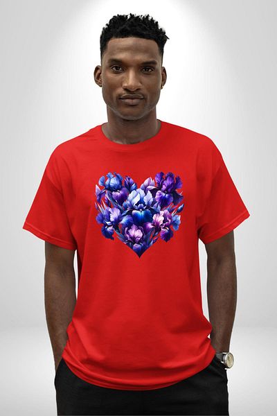 Angemiel Iris Flower Purple Red Shades Grace Red Oversize Women's Men's Front Printed T-Shirt