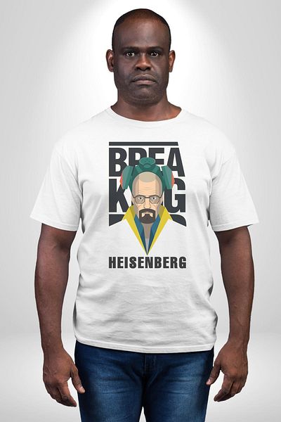 Angemiel تي شيرت مطبوع من الأمام للرجال والنساء باللون الأبيض من Breaking Bad Heisenberg