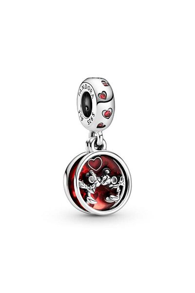 OEM Charm compatible with Pandora bracelet, Disney Mickey & Minnie model, made of silver
