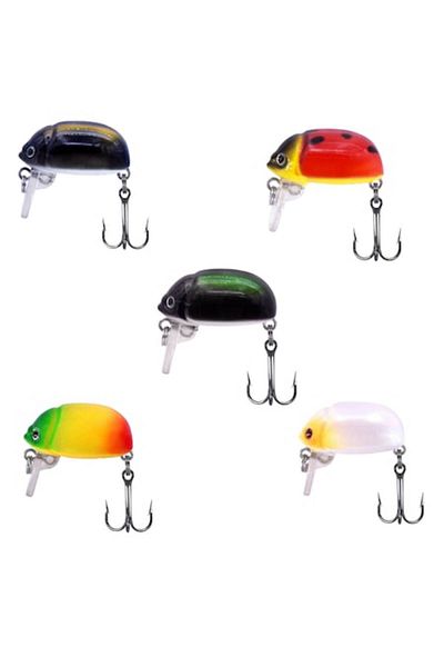 OEM Set 5 voblere Makebass Ladybug, insecta, 3cm 4g, pescuit la suprafata