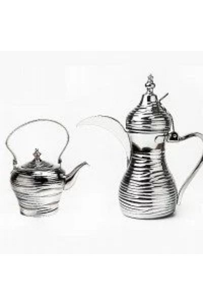 BASURRAH Luxury Silver Decorated Coffee Pot Set with Kettle
