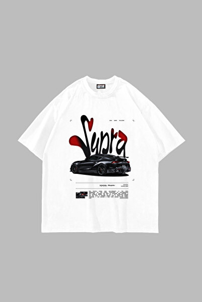 Bak Moda Supra Printed Oversize Unisex Λευκό Tshirt