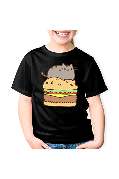 OEM Tricou copii Pusheen Cat Hamburger Pisica Miorlaila Miau
