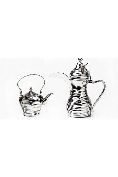 BASURRAH Luxury Silver Decorated Coffee Pot Set with Kettle