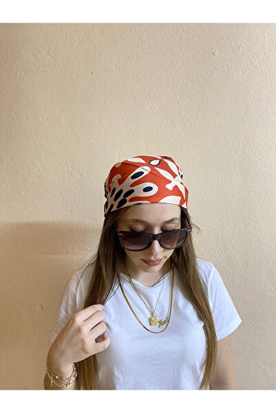 sema aksesuar Μπαντάνα με πορτοκαλί σχέδιο - Καλοκαιρινό αξεσουάρ μαλλιών - Κ...