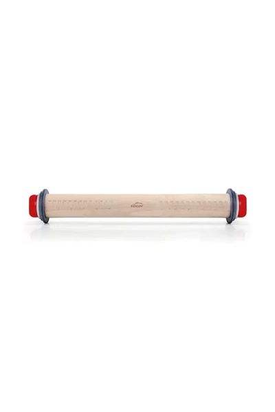 Lacor Wooden rolling pin 3 with rings for determining dough thickness, Profi Bakery Line, 38 cm
