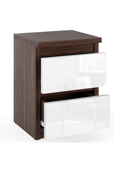 Meble Noptieră stejar Wenge alb lucios 30 cm Noptieră dormitor Nakastlik