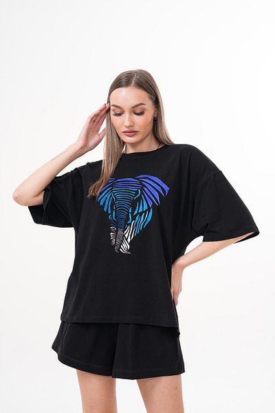 JANSO GROUP -Women's Cotton Printed 01027 Short Sleeve Tshirt Oversize Large Size