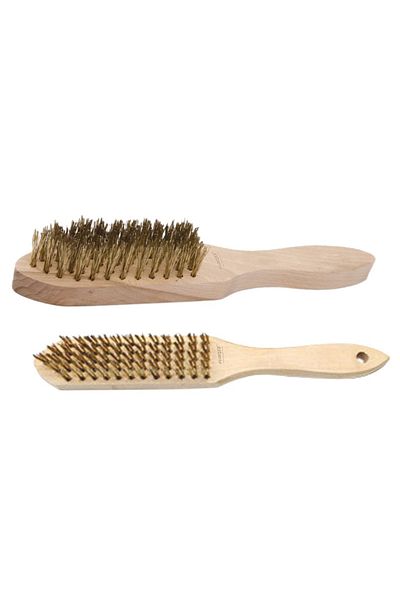flores Wire brush, wooden handle, yellow teeth, 6 rows