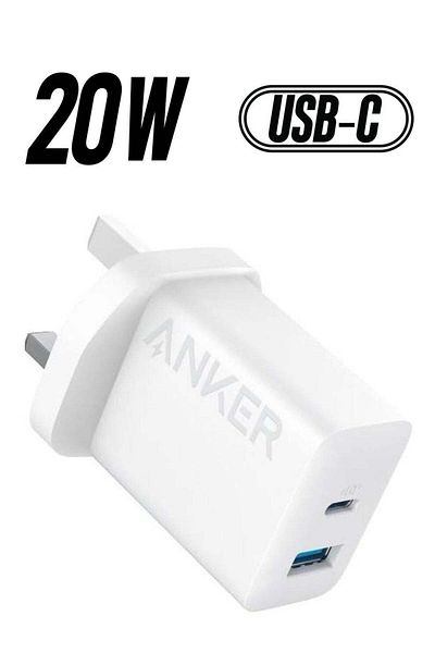 Anker USB C Plug, iPhone Charger, 20W Dual Port USB Fast Wall Charger