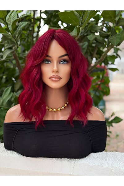 favorim peruk New sezon gerçek saç dokusunda kızıl dalgalı peruk