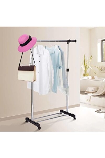 TURKEY Adjustable Telescopic Single Pole Clothes Rack with Wheels