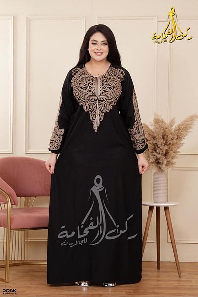 Generies Cotton abaya made of light natural cotton with a belt in the middle that adds a touch of elegance and elastic at the sleeve