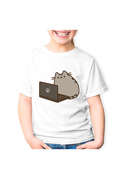 OEM Детска тениска Pusheen Cat Laptop Meow Cat Pussy Cute