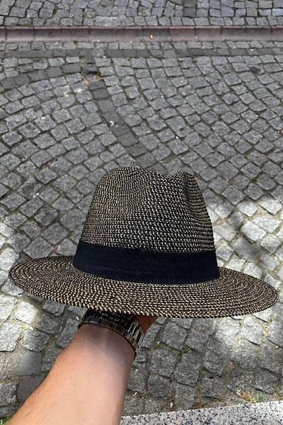 Külah Women's Glitter Premium Straw Fedora Hat - Black