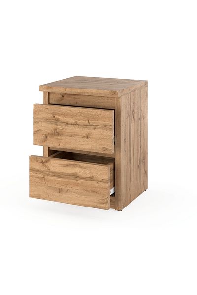 Meble Noptieră Wotan din stejar, 30 cm, cu 2 sertare, suport TV pentru dormitor la mansardă
