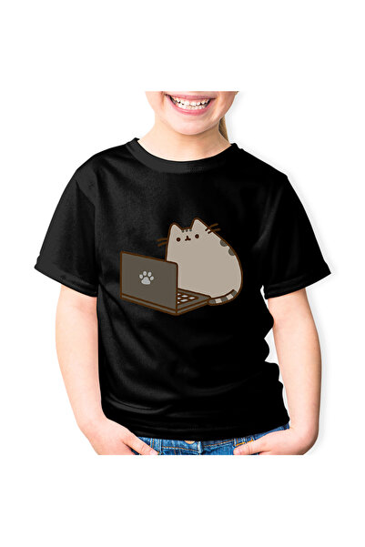 OEM Детска тениска Pusheen Cat Laptop Meow Cat Pussy Cute