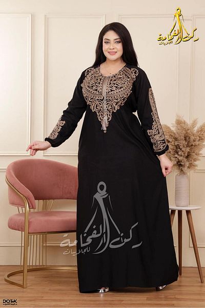 Generies Cotton abaya made of light natural cotton with a belt in the middle that adds a touch of elegance and elastic at the sleeve