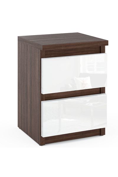 Meble Noptieră stejar Wenge alb lucios 30 cm Noptieră dormitor Nakastlik