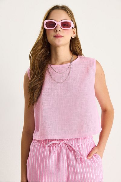 Bianco Lucci Women's Sleeveless Linen Blouse 3419-1 60282023