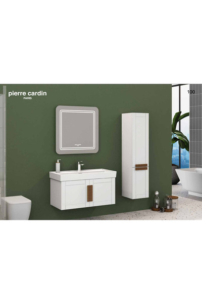 Pierre Cardin Aris ANTIQUE WHITE 100cm Led Aynalı Banyo Dolabı