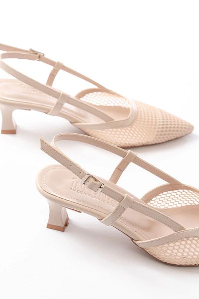 TB Terzi Bey K-607 Pantofi cu toc de 7 cm cu plasă zilnică bej