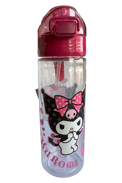 Polin Kuromi Licensed Water Bottle with Straw, 500ml, Pink