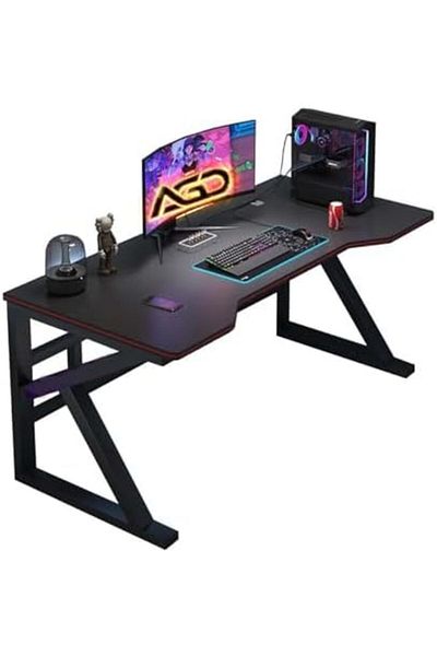 AGD Modern Black Computer Desk 120cm x 60cm for Bedroom Long Gaming Desk Home Office Study Writing D
